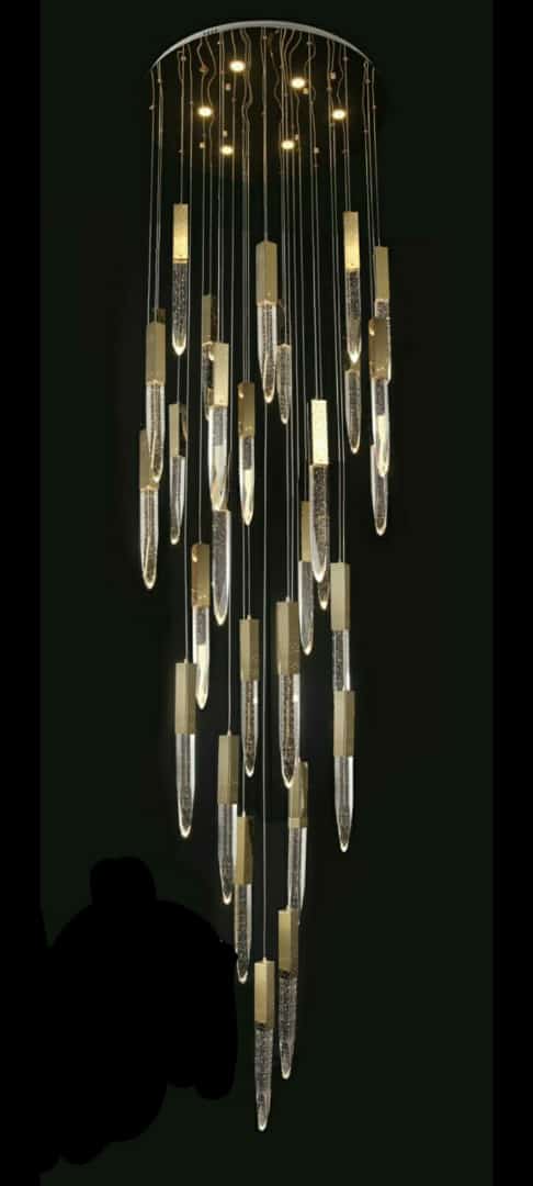 25 Light Gold Modern Crystal Raindrop Chandelier